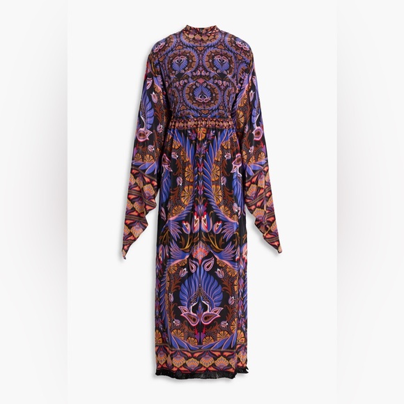 FARM RIO Black Forest Printed crepe de chine maxi dress medium nwt